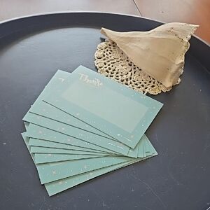 thank you Stationary 1 sided quanity 10 cards It says thanks Poshmark Ltd Ed